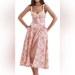 Boho Spaghetti Straps Square Neck Midi Dress (Never Used)